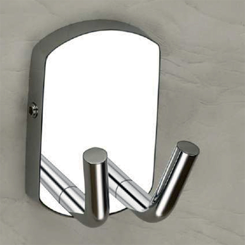 N 406 Robe Hook - Stainless Steel/Brass, 4x2.5 Inches, Chrome Plated | Double Hook, Corrosion Resistant, Wall Mounted