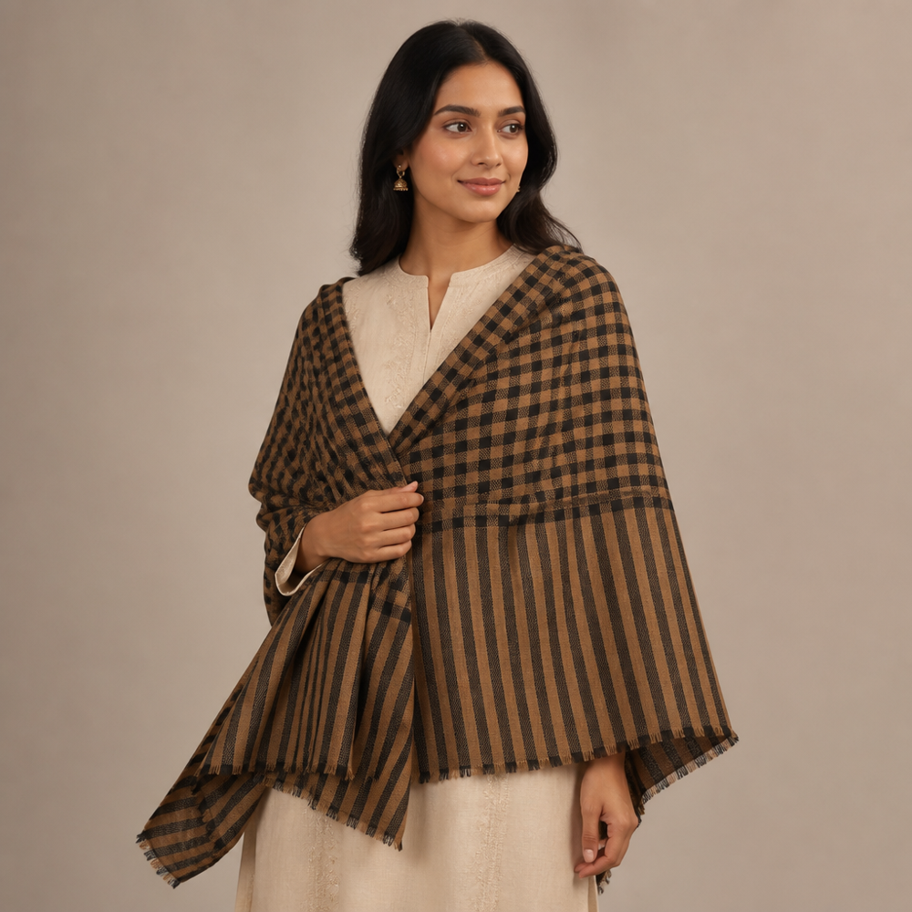 Merino wool check stoles