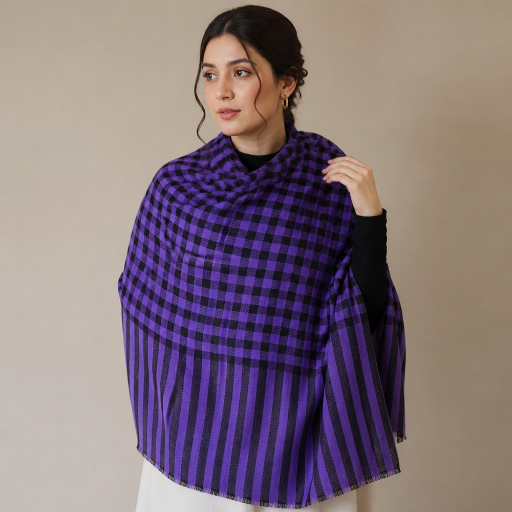 Merino wool check stoles
