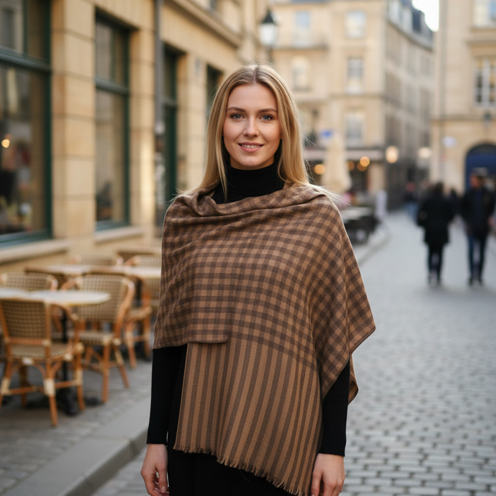 Merino wool check stoles