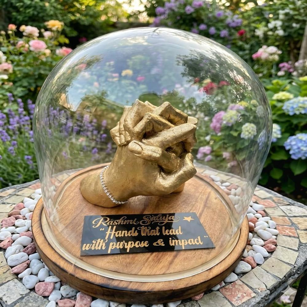 Big U Glass Shape Glass Dome with Wooden Base