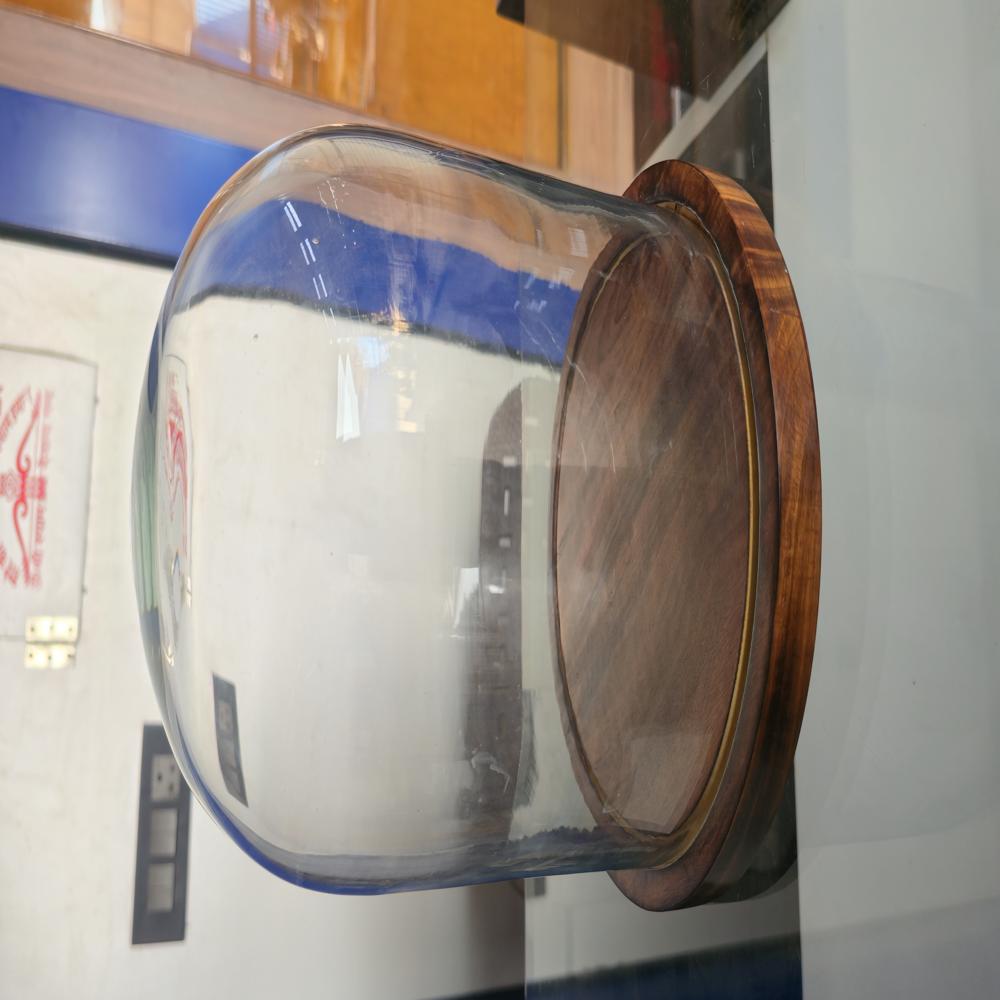Big U Glass Shape Glass Dome with Wooden Base