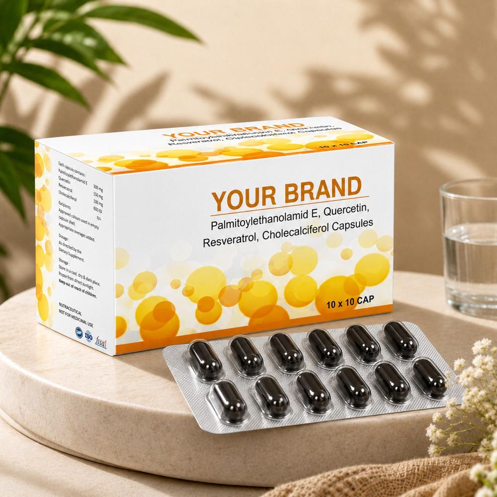 Palmitoylethanolamid E, Quercetin, Resveratrol, Cholecalciferol Capsules