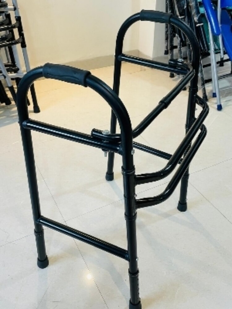 Folding Walker - Color: Silver With Black Handles