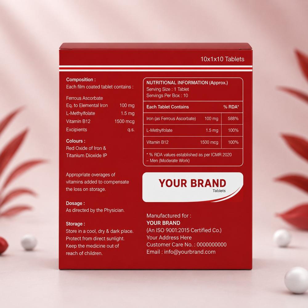 Ferrous Ascorbate L Methylfolate Vitamin Tablets