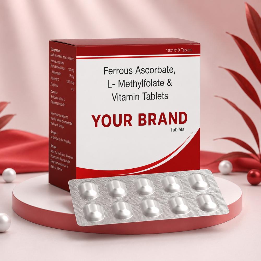 Ferrous Ascorbate L Methylfolate Vitamin Tablets - Brand Name: Oem Private Label