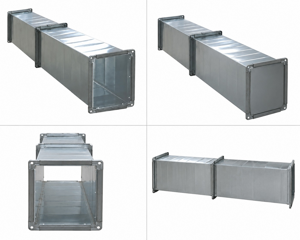 Rectangular Duct - Galvanized Iron, Diameter 500 Mm, Silver Color | Ceiling Mounted For Efficient Ventilation