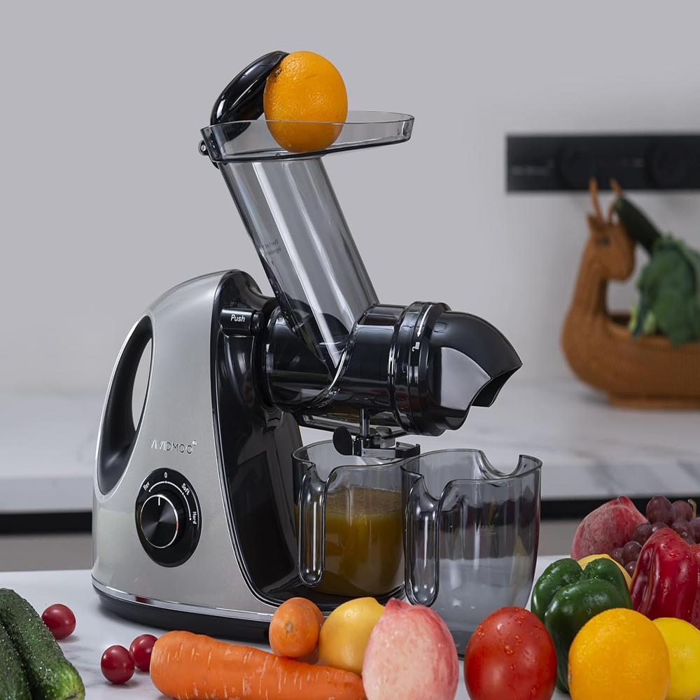 Russell Hobbs RJE150H 150 Watts Cold Press Whole Slow Juicer |Horizontal Design Copper Motor |Wide Feed Chute |500ml Jug & Pulp Containers | Quiet Operation | Dishwasher Safe Parts | 2-Year Warranty