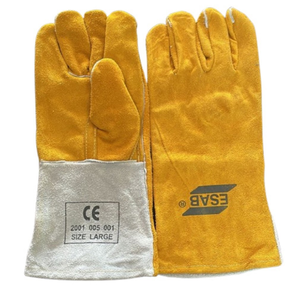 Esab Welding Hand Gloves - Genuine Leather, 340 Grams | Bright Yellow, New Condition, Designed For Maximum Protection In Welding Operations