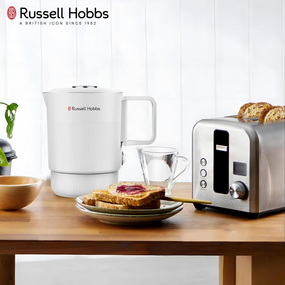 Russell Hobbs TravelMate 0.8L 600W Multi-Cook Kettle | Compact Portable Design with Foldable Handles, 2 Heat Levels | Cool-Touch Handle, Dry Boil Protection & Illuminating Power Indicator | RMC800