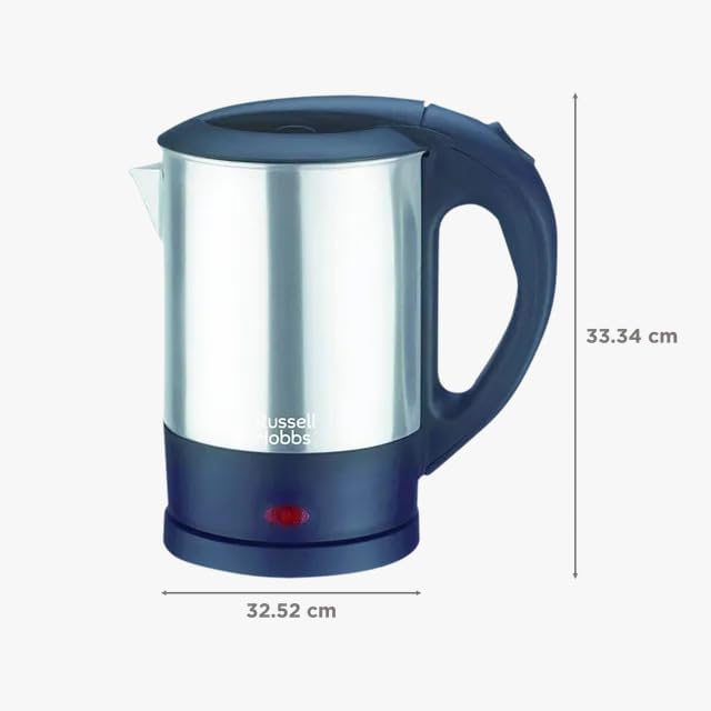 Russell Hobbs RJK1000S 1350 Watt 1 Litre Electric Kettle with Auto Shut Off (Silver) | Premium Stainless Steel 304ss Grade, Wider Mouth Easy Cleaning, Travel Kettle, Safe Controller| 2 Years Warranty
