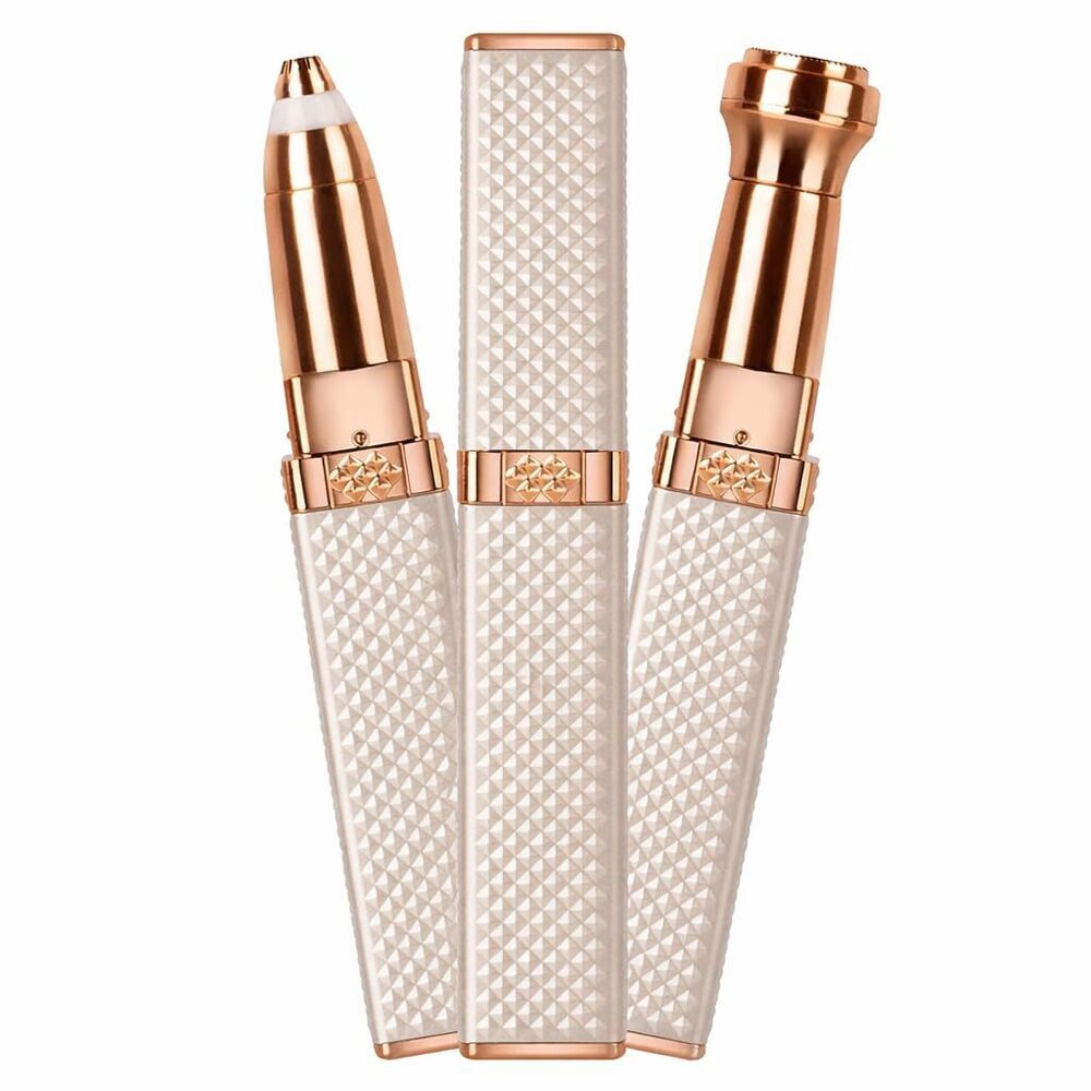 Eyebrow Trimmer for Women, 2 in 1 Rechargeable Facial Hair Remover with Replaceable Heads, Professional Painless Personal Hair Removal Eyebrow (GOLD-2IN1)