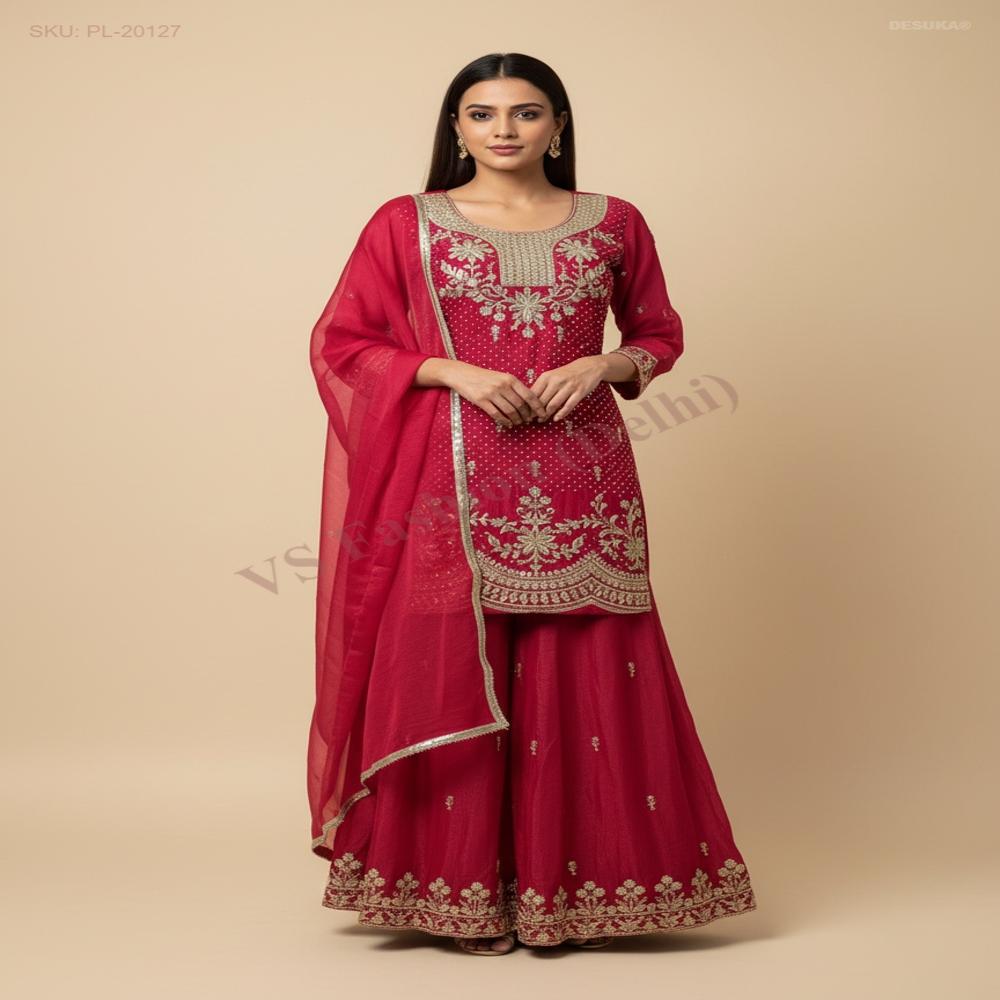 PL-20127_Zari Embroidered Palazzo Suit