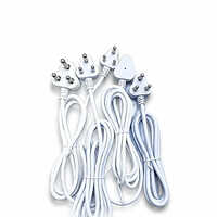 6 A Type D 1.5 Mtr Ac Power Cord - Stranded Copper, 1.5 Meter, White, Pvc Insulation, Triangular 3-pin Plug