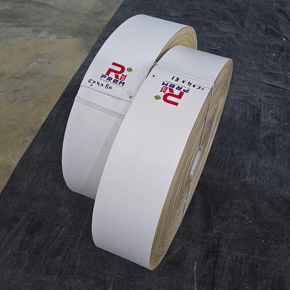 white synthetic belt
