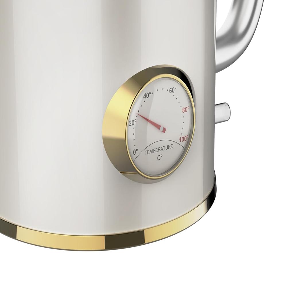 Russell Hobbs TrueTemp 1.8L 1500W Retro Electric Kettle | Fast Boil, Stainless Steel, Analog Temp Display Dial, Wide Mouth | Cool-Touch Handle, Auto Shut-Off, Boil Dry Protection | RJK1800