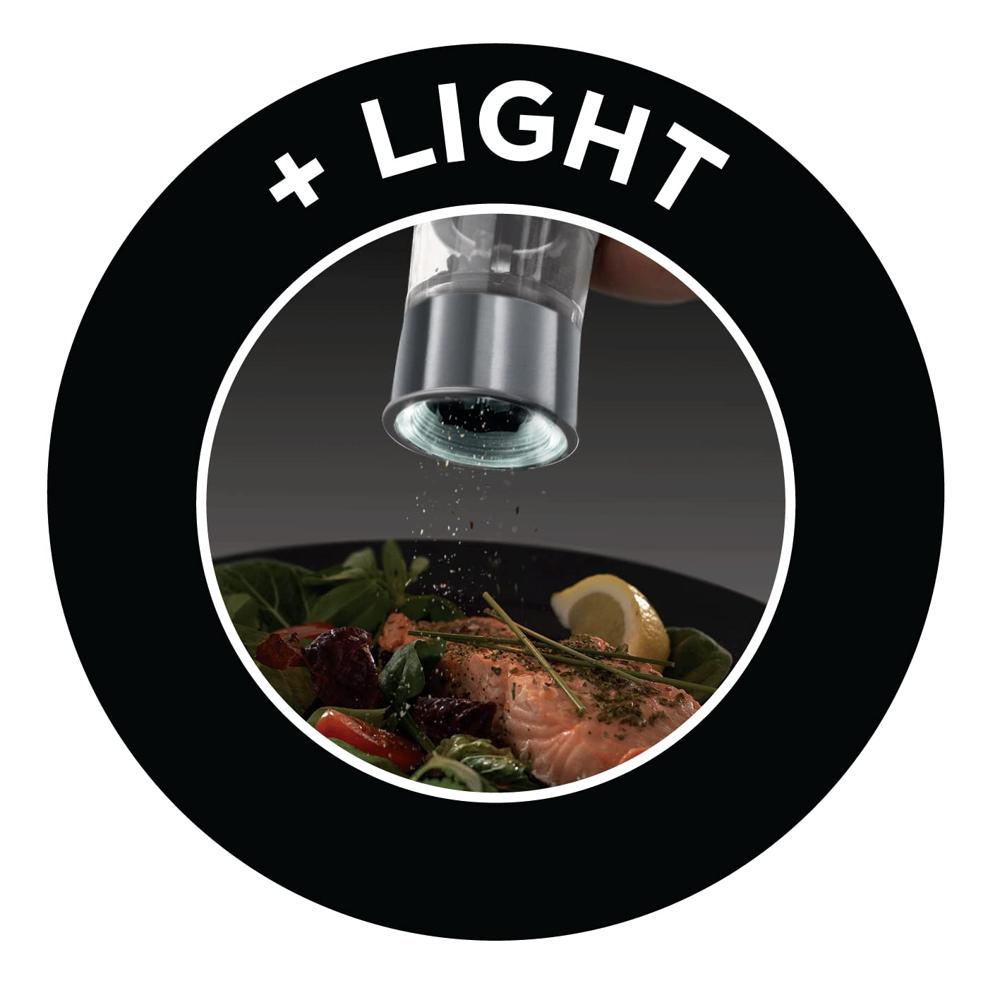 Russell Hobbs 23460-56 Battery Powered Salt and Pepper Grinders, Stainless Steel Silver | Fully adjustable for fine or coarse grinding | 2 YEAR GUARANTEE