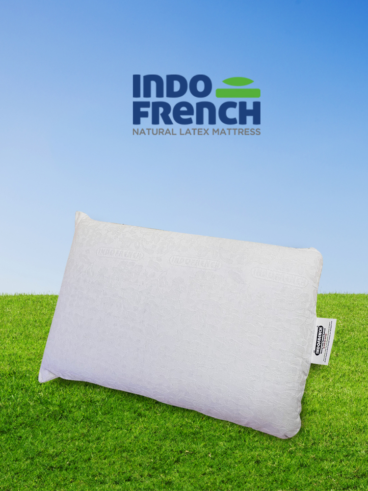 Small Size Latex Pillow - Cotton Jacquard Cover, 22x14x4 Inches, White, Medium Soft, Piped Edges
