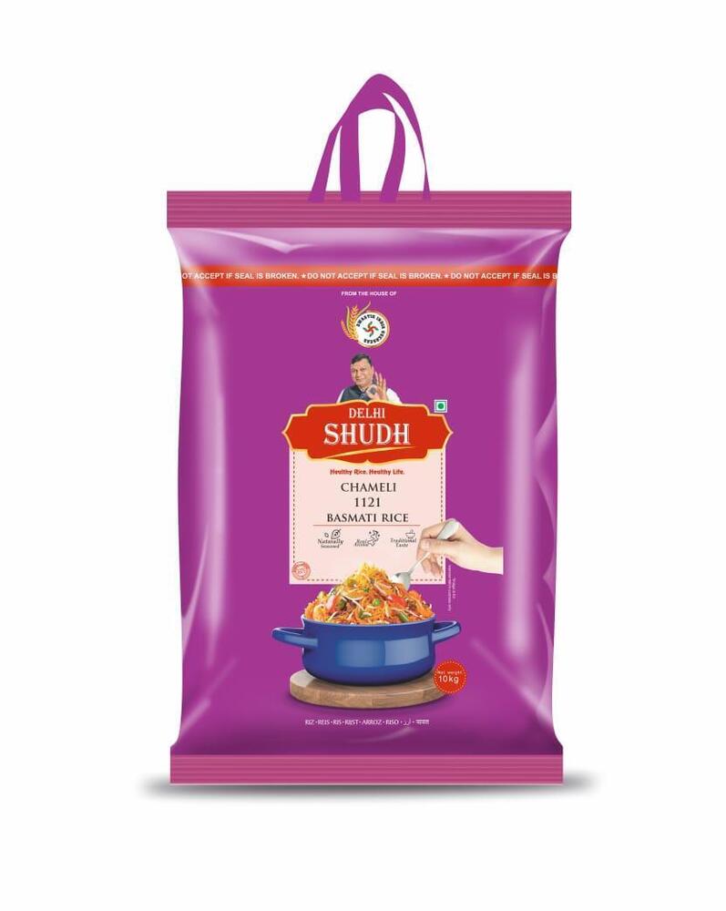 1121 Chameli Basmati Rice - Double Polished, 95% Purity, PP Bag with Handle | Strong Natural Aroma, Elongates Twice on Cooking, Gluten Free