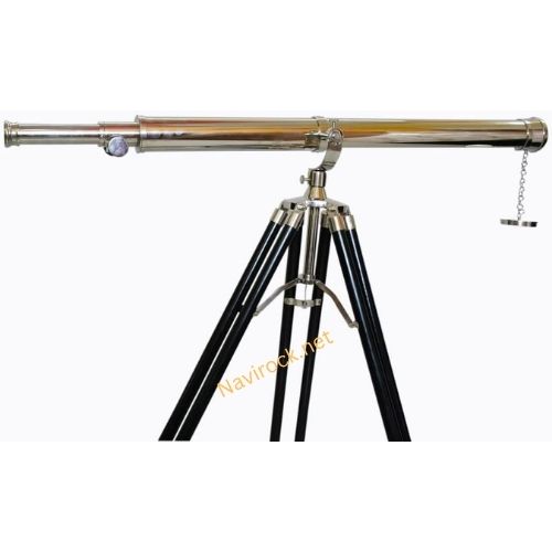 Designer Telescope Nautical Chrome/Nickel Brass Polish Single Barrel Style with  Handmade Wooden  Tripod