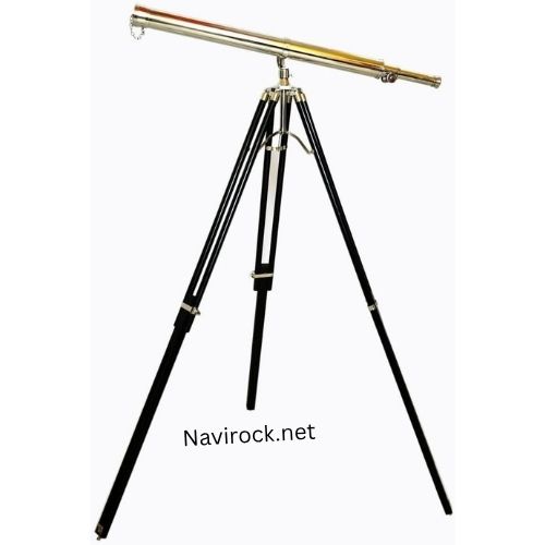 Designer Telescope Nautical Chrome/Nickel Brass Polish Single Barrel Style with  Handmade Wooden  Tripod