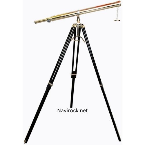 Designer Telescope Nautical Chrome/Nickel Brass Polish Single Barrel Style with  Handmade Wooden  Tripod