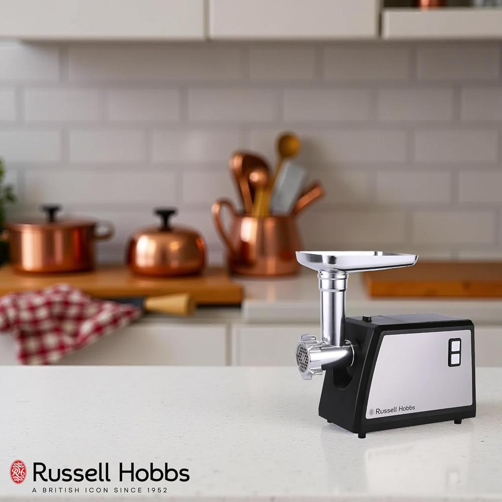 Russell Hobbs MeatMaster RMG2000 2000W Electric Meat Grinder & Mincer | 3 Cutting Plates | Sausage Maker & Kibbe Kit | 
