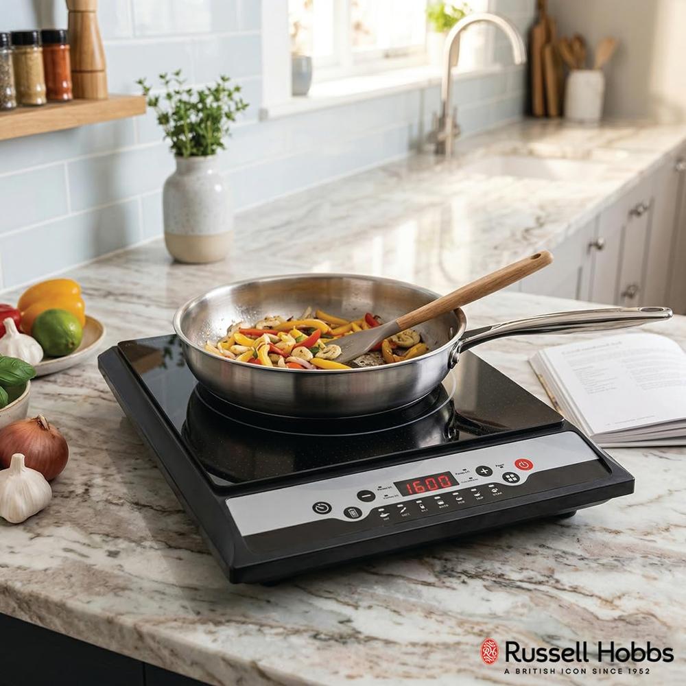Russell Hobbs Induction Cooktop 1400W (RIC1400) with 7 Preset Functions, 