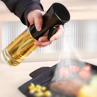 Oil Spray Dispenser Cooking 200ml Olive Oil Spray Bottle Refillable Food Grade Oil Vinegar - Food Grade Glass & Plastic, 200ml, Transparent, Black Trigger Head