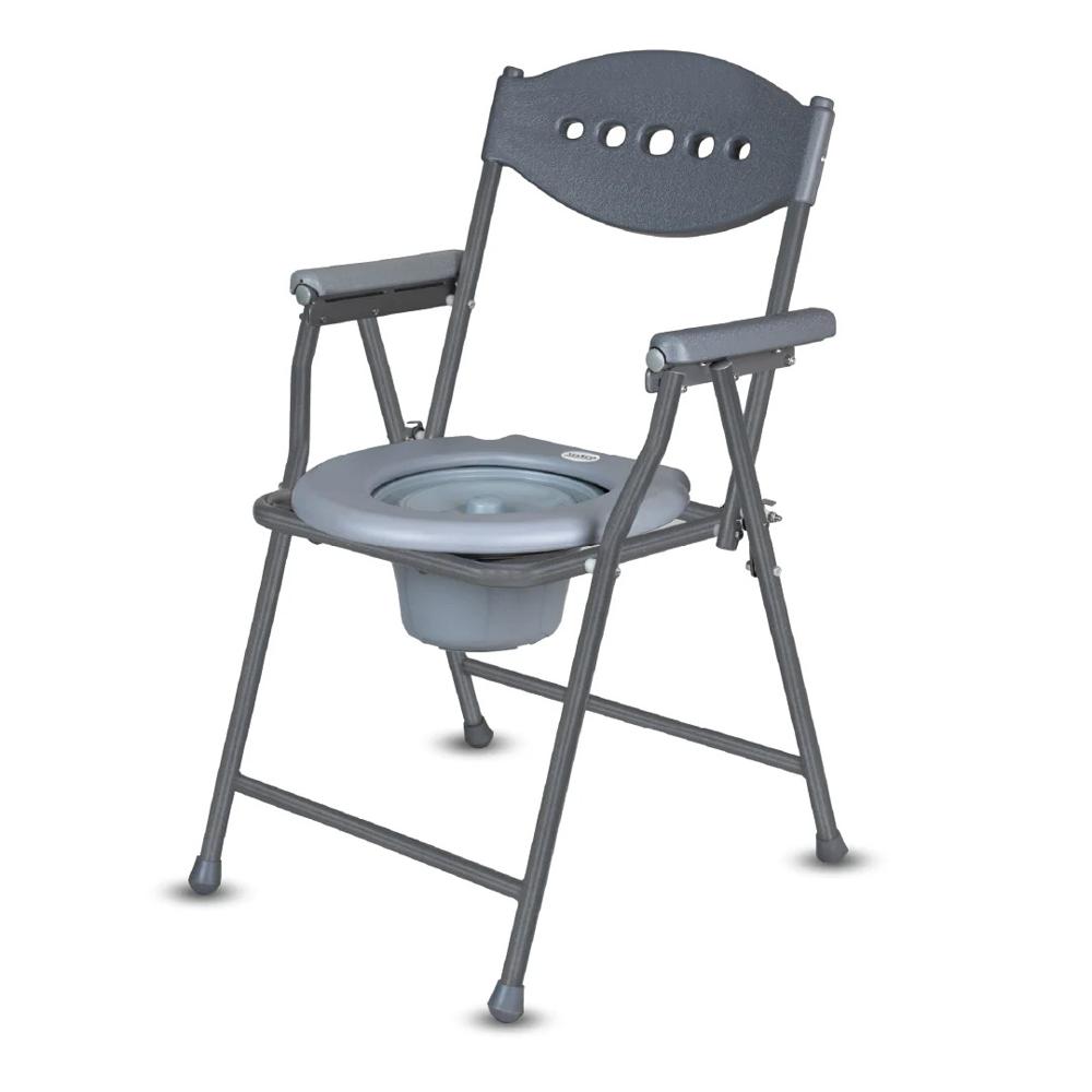 Vissco Comfort Steel Folding Commode Chair for Elderly, Patients & Disabled Height Adjustable, Por