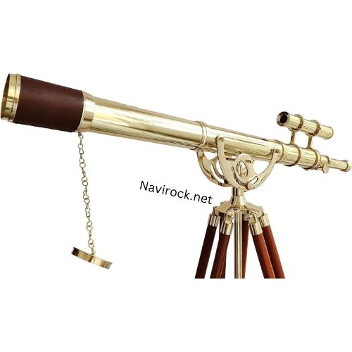 Decorative Shiny Finish Brass Telescope Vintage Brown Tripod 