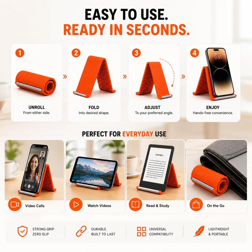 Portable Flexible Silicone Mobile Stand  Anti-Slip Phone Holder