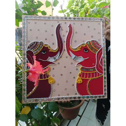 18x18 Inch Elephant Lippan Wall Art