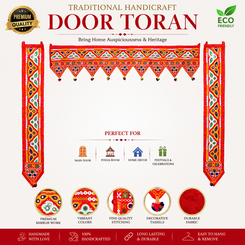KRISHNA HANDLOOM L Shape Door Toran for Home Entrance B 8