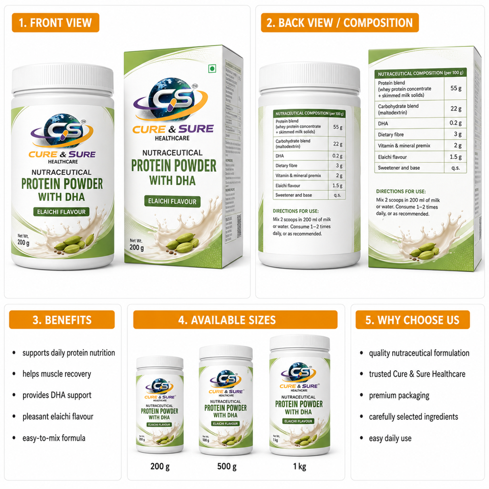 Nutraceutical Protein Powder With Dha With Elaichi Flavour Third Party Manufacturing