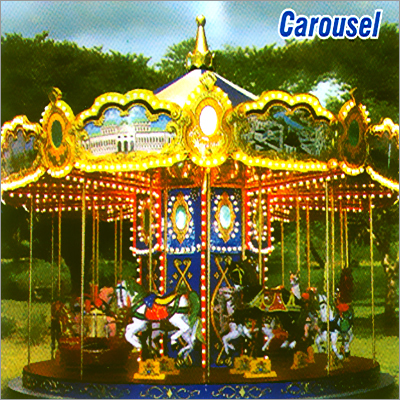 Carousel Rides - FRP & Steel, 6x6x5.5 Meters | 18 Person Capacity, UV-Resistant Finish, LED Lighting, Individual Horse Seats, Low Maintenance