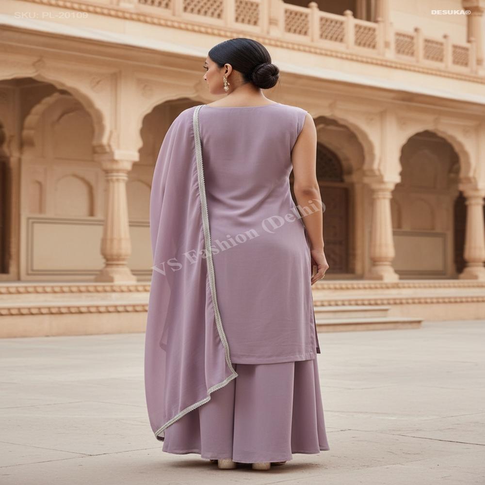 PL-20109_Georgette Straight-Cut Palazzo Suit