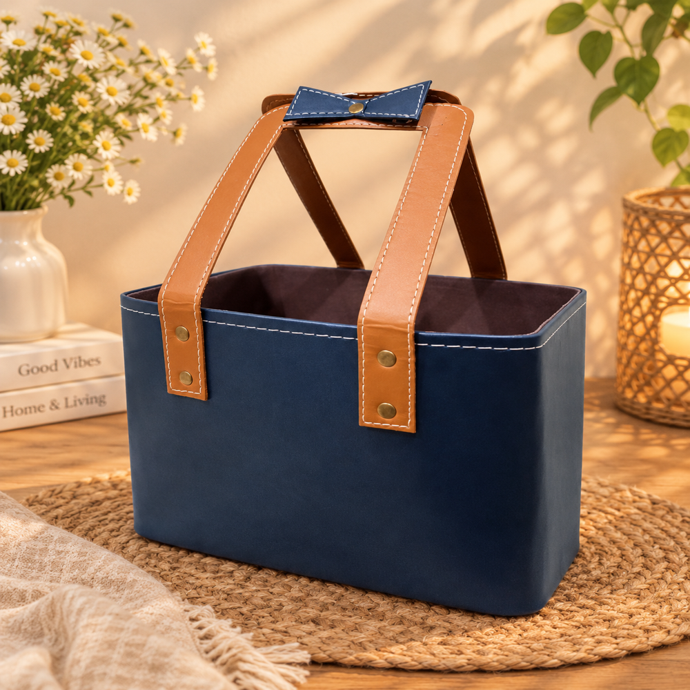 Decorative Wedding Gift Hamper Bags - Leatherette, 12x8x10 Inches, Golden | Crocodile Pattern, Double Braided Handle, Reusable