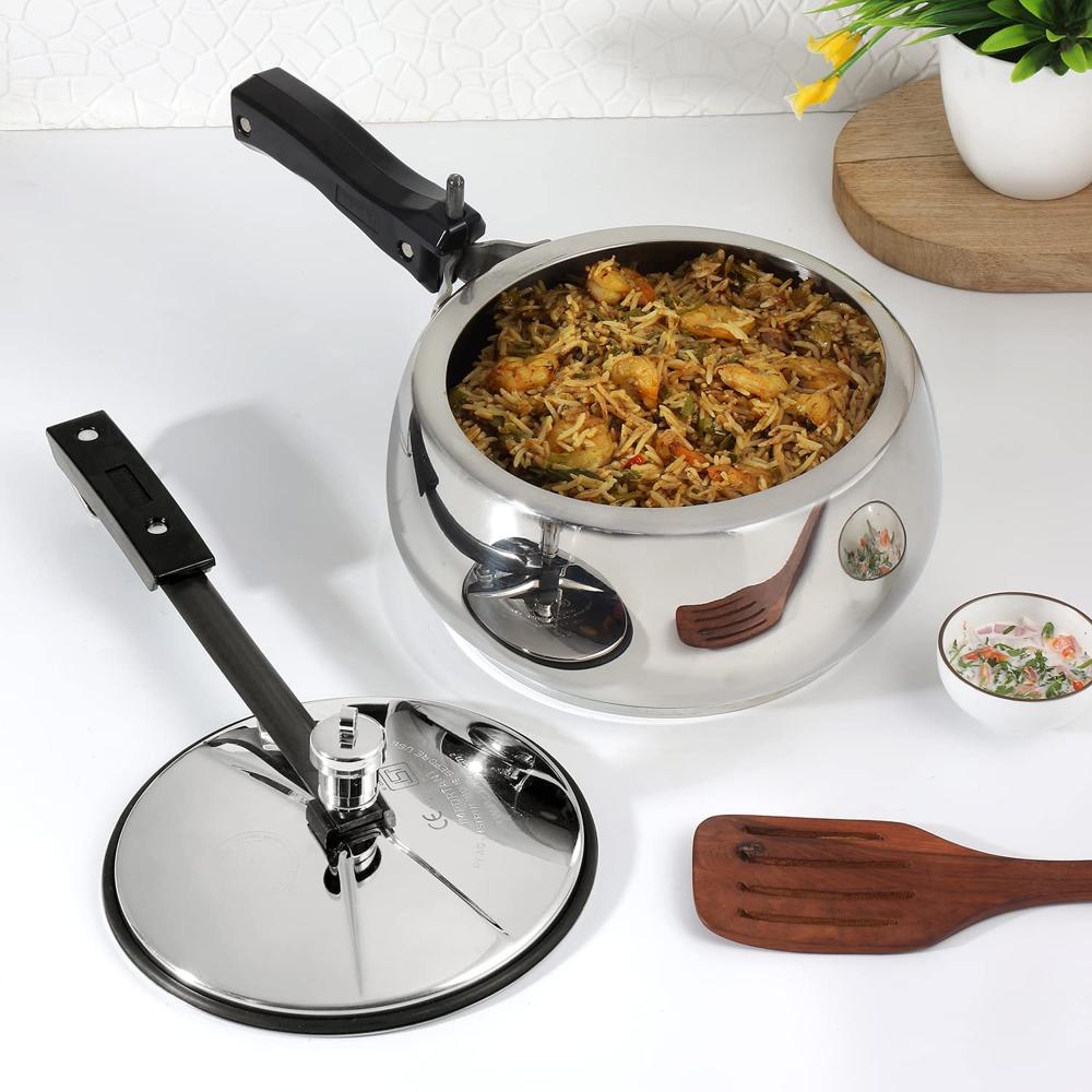 Vinod Europa Stainless Steel Handi Pressure Cooker 1.5L | Ideal for Rice, Dal & Curries | Inner Lid | Sandwich Bottom | Induction & Gas Compatible | ISI & CE Certified | 2-Year Warranty