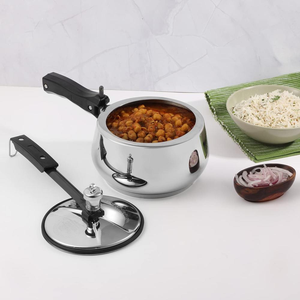 Vinod Europa Stainless Steel Handi Pressure Cooker 1.5L | Ideal for Rice, Dal & Curries | Inner Lid | Sandwich Bottom | Induction & Gas Compatible | ISI & CE Certified | 2-Year Warranty