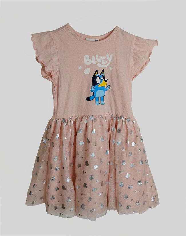 G22273 | DiSNEY Stitch and BLUEY Girls Half Sleeve Printed Dress