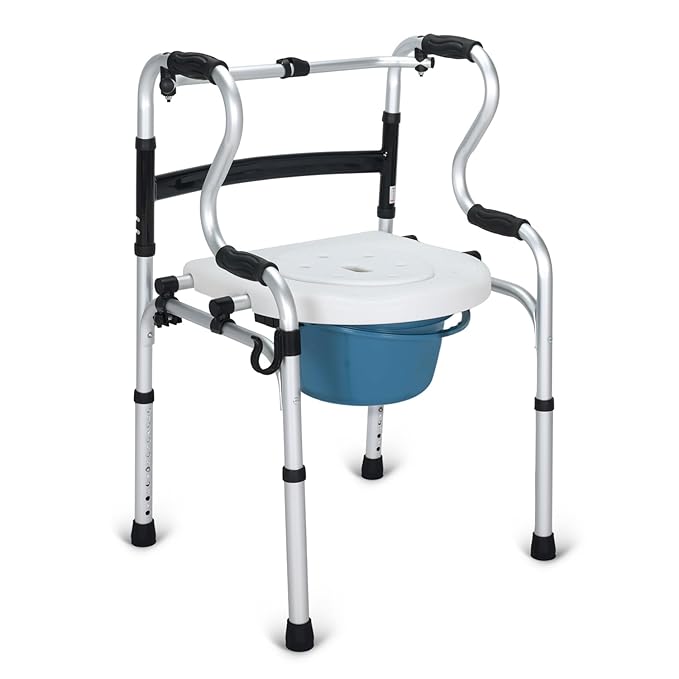 KosmoCare Premium Imported Lightweight Multipurpose Walker with Detachable Commode