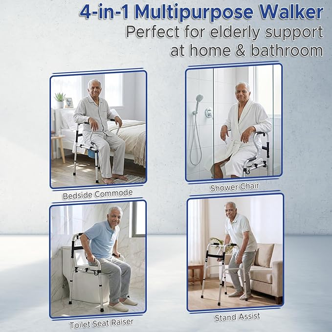KosmoCare Premium Imported Lightweight Multipurpose Walker with Detachable Commode