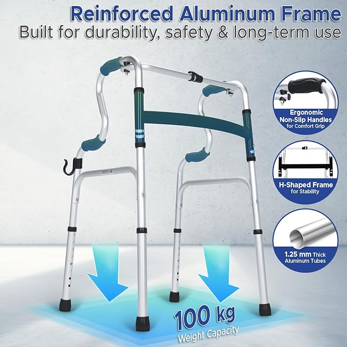 KosmoCare Premium Imported Lightweight Multipurpose Walker with Detachable Commode