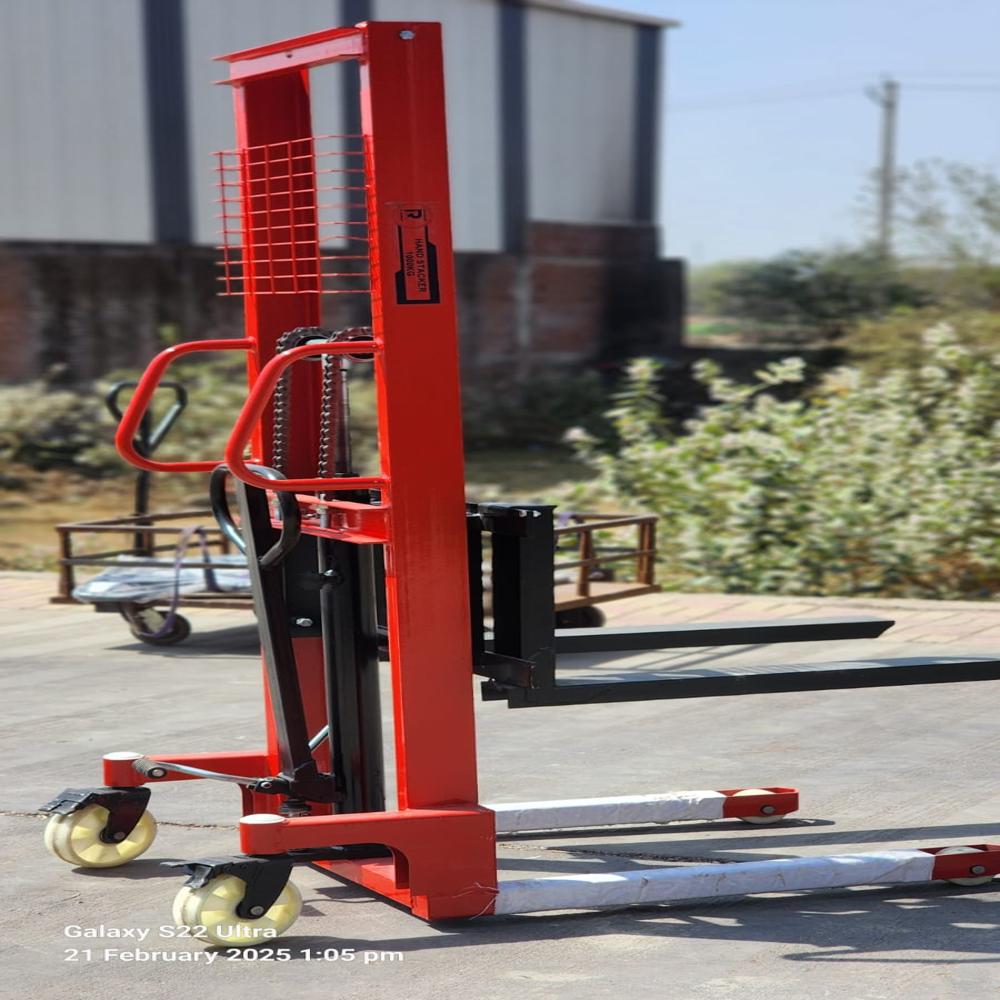Manual Stacker - Steel Body, Different Size Options, Red Finish | 1 Year Warranty, Ideal For Industrial Use