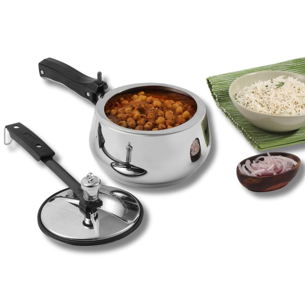 Vinod Europa Stainless Steel Inner Lid Pressure Cooker - 3.5 Litre | Handi Shape | Sandwich Bottom Cooker | Induction and Gas Base | ISI and CE certified - 2 Years Warranty