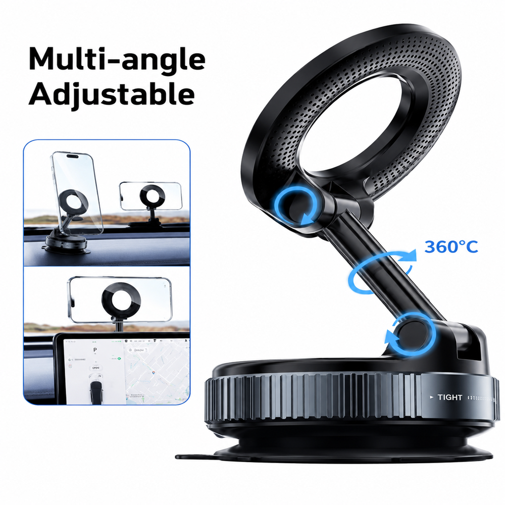 Mag Safe Adjustable Magnetic Phone Mount Vacuum Suction Car & Desk Holder