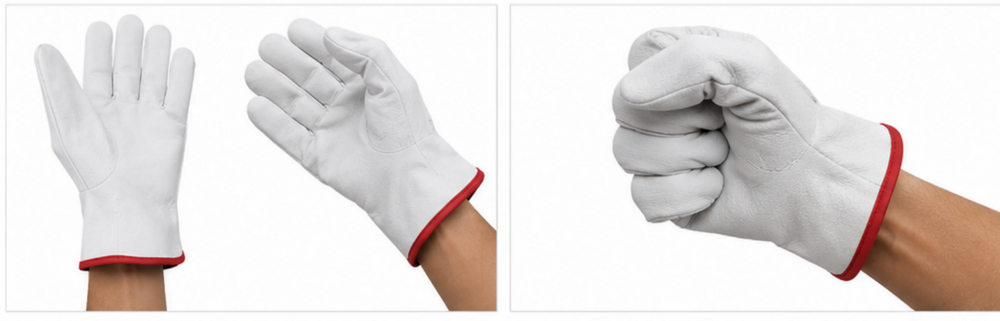 Leather Hand Gloves - Color: White