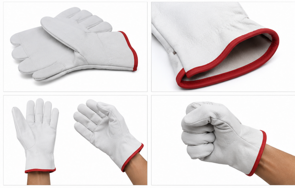 Leather Hand Gloves - Color: White