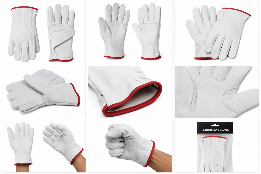 Leather Hand Gloves - Color: White